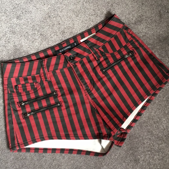 black and red striped shorts